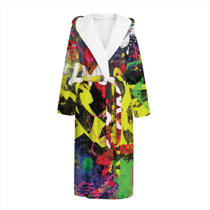 Love NYC Graffiti Print Hooded Bathrobe