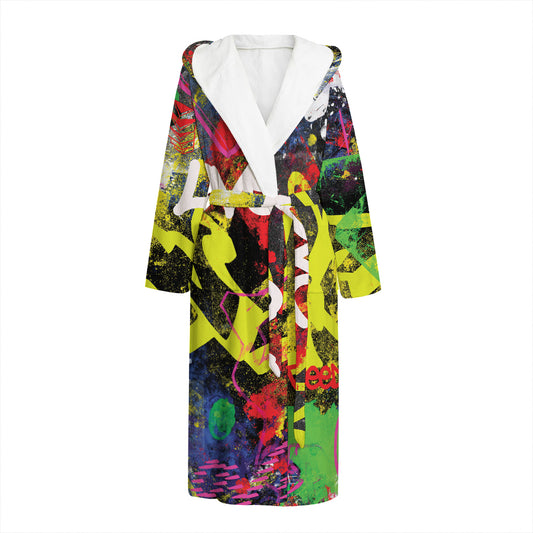 Love NYC Graffiti Print Hooded Bathrobe
