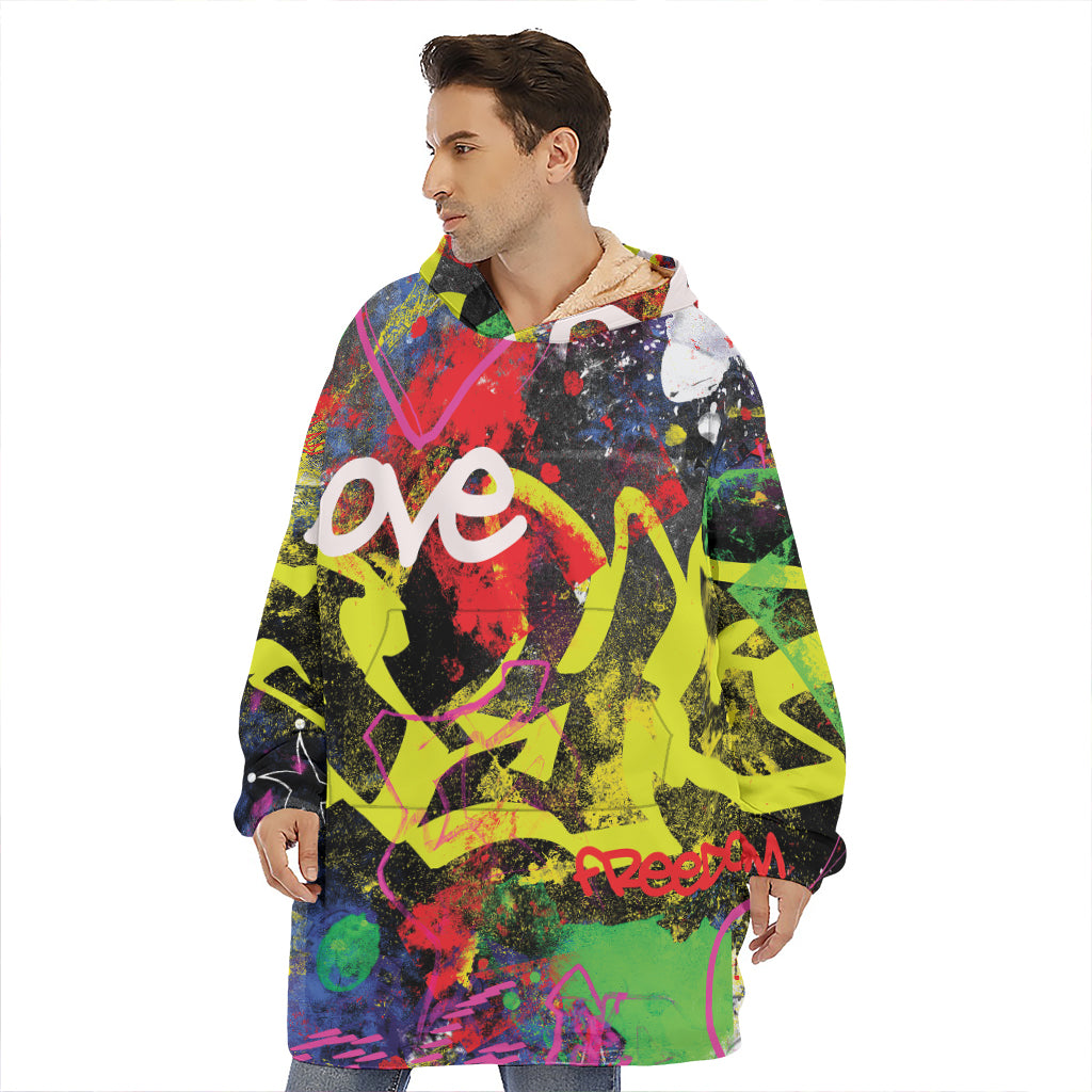 Love NYC Graffiti Print Hoodie Blanket