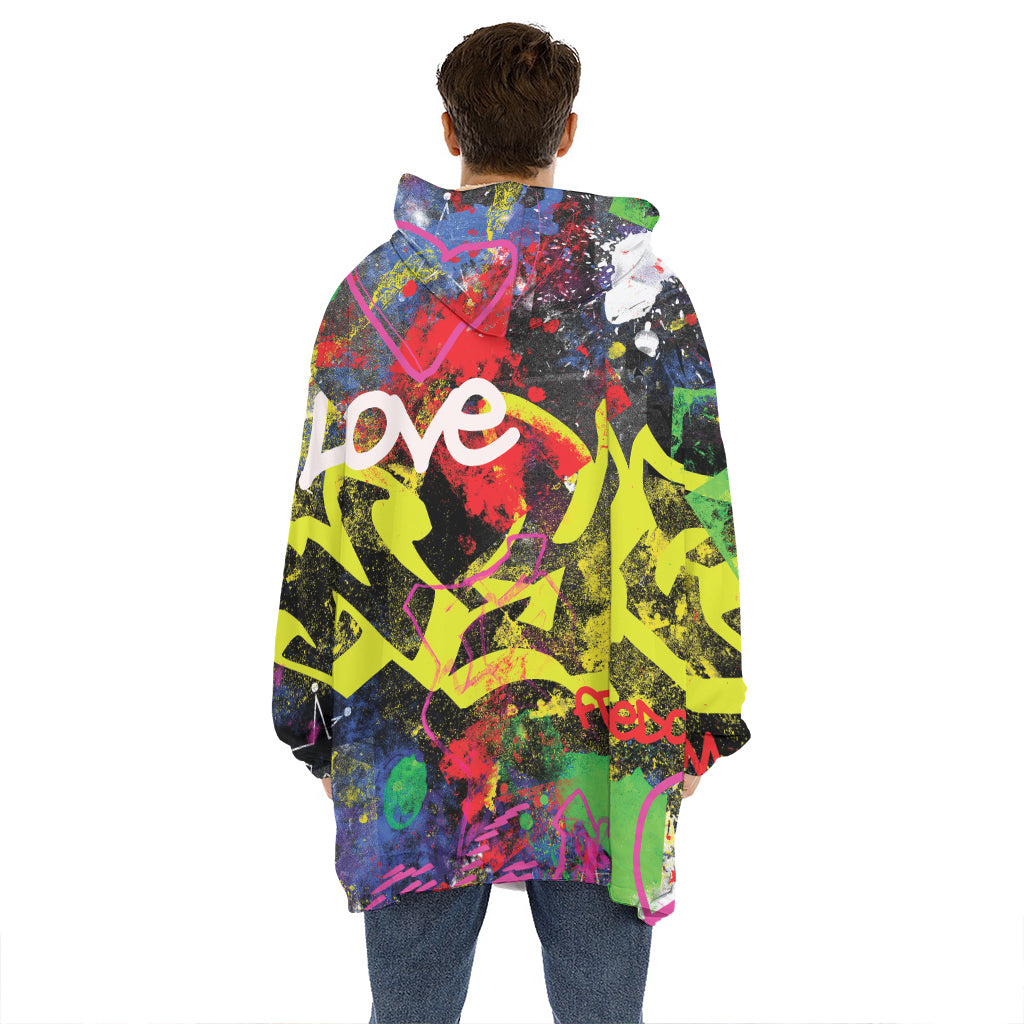 Love NYC Graffiti Print Hoodie Blanket