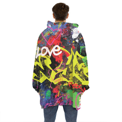 Love NYC Graffiti Print Hoodie Blanket