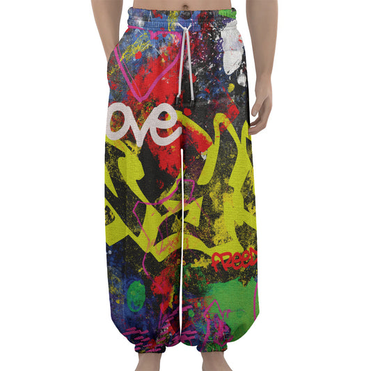 Love NYC Graffiti Print Lantern Pants
