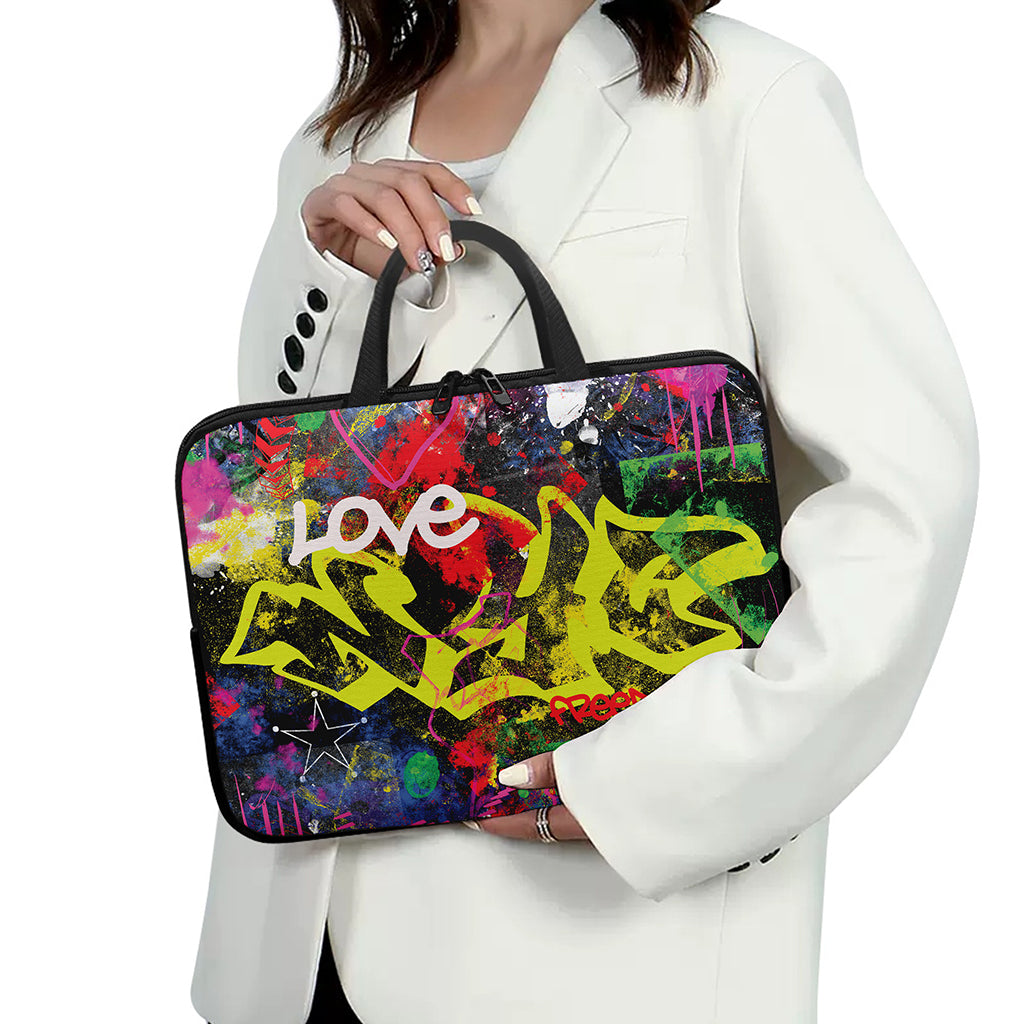 Love NYC Graffiti Print Laptop Sleeve With Handle