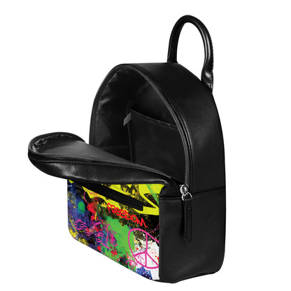Love NYC Graffiti Print Leather Backpack
