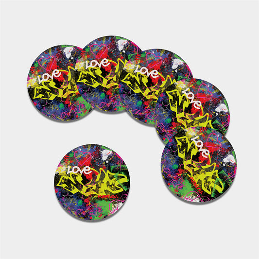 Love NYC Graffiti Print Leather Coaster Set