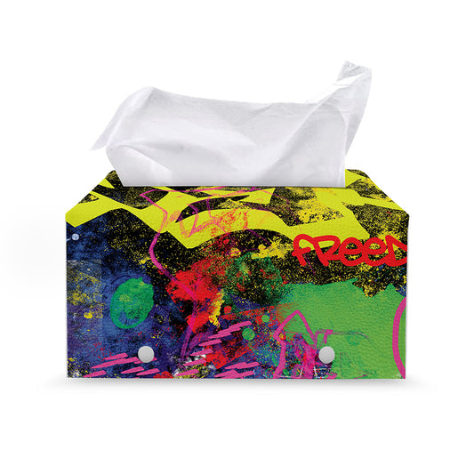 Love NYC Graffiti Print Leather Tissue Box Cover