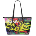 Love NYC Graffiti Print Leather Tote Bag With Zipper
