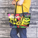 Love NYC Graffiti Print Leather Tote Bag