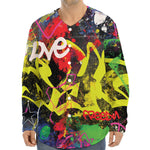 Love NYC Graffiti Print Long Sleeve Baseball Jersey