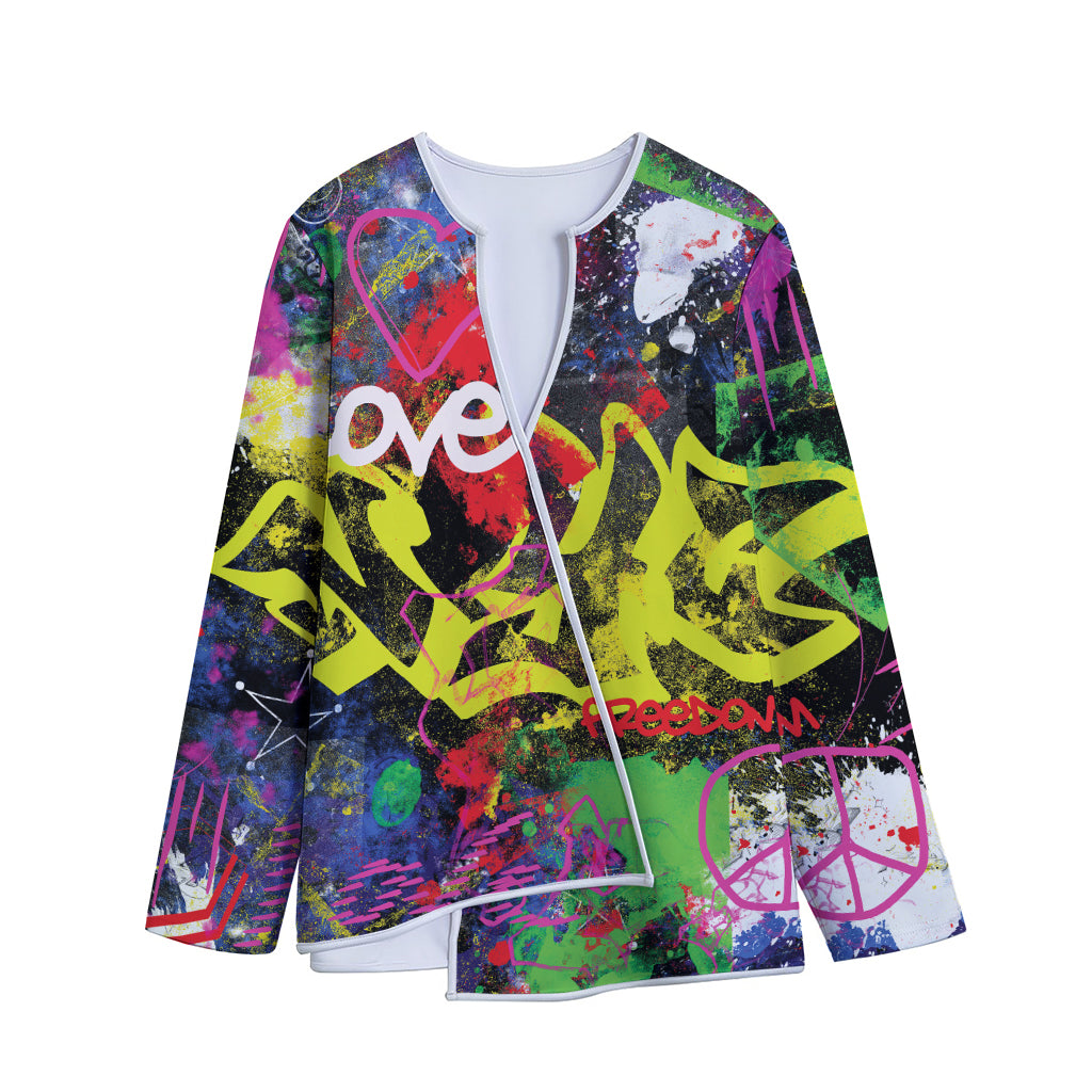 Love NYC Graffiti Print Long Sleeve Short Coat