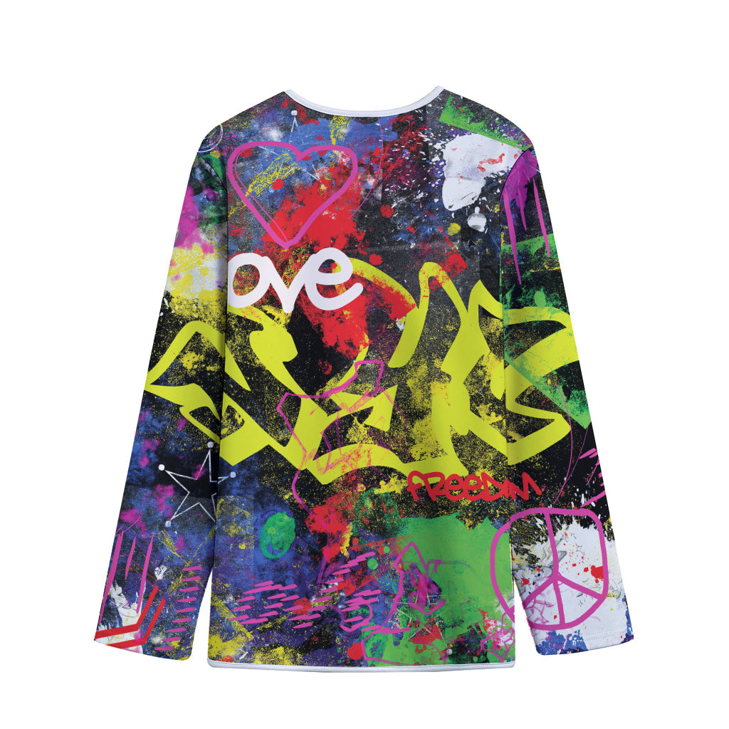 Love NYC Graffiti Print Long Sleeve Short Coat