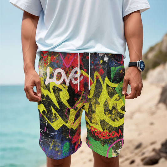 Love NYC Graffiti Print Men's Cargo Shorts