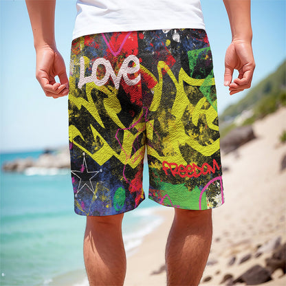 Love NYC Graffiti Print Men's Cargo Shorts