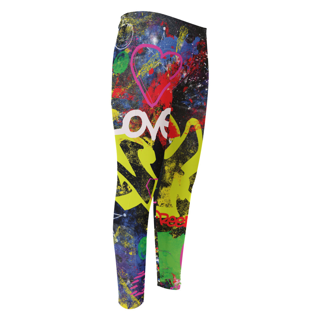 Love NYC Graffiti Print Men's Compression Pants