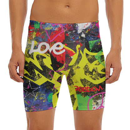 Love NYC Graffiti Print Men's Long Boxer Briefs