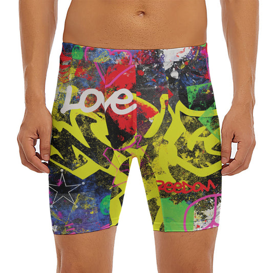 Love NYC Graffiti Print Men's Long Boxer Briefs