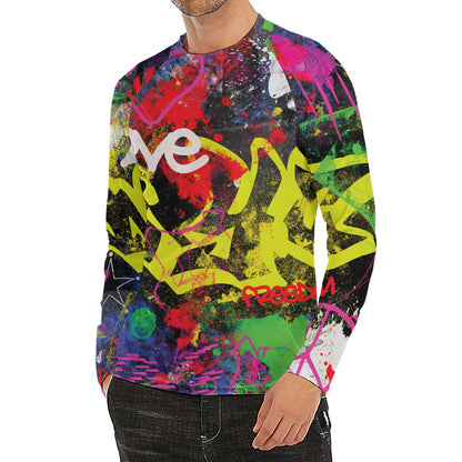 Love NYC Graffiti Print Men's Long Sleeve Rash Guard