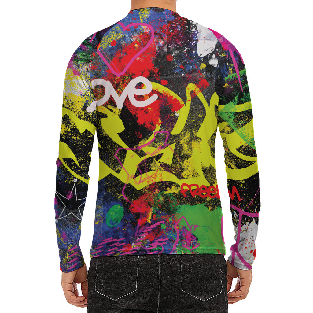 Love NYC Graffiti Print Men's Long Sleeve Rash Guard