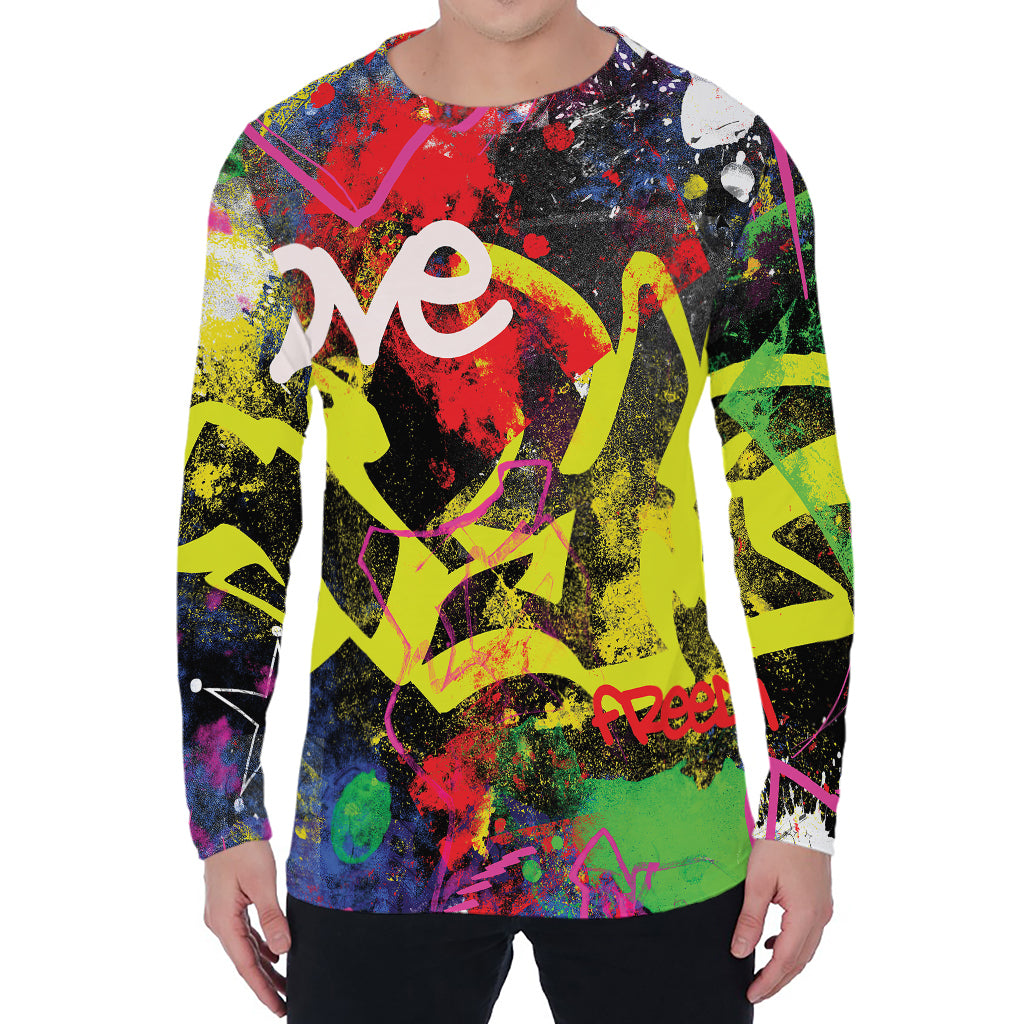 Love NYC Graffiti Print Men's Long Sleeve T-Shirt