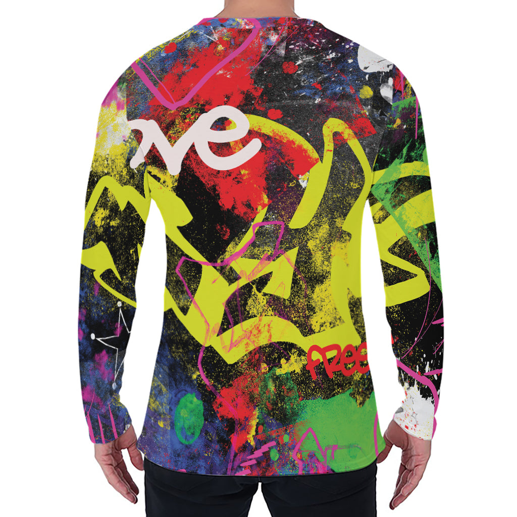 Love NYC Graffiti Print Men's Long Sleeve T-Shirt