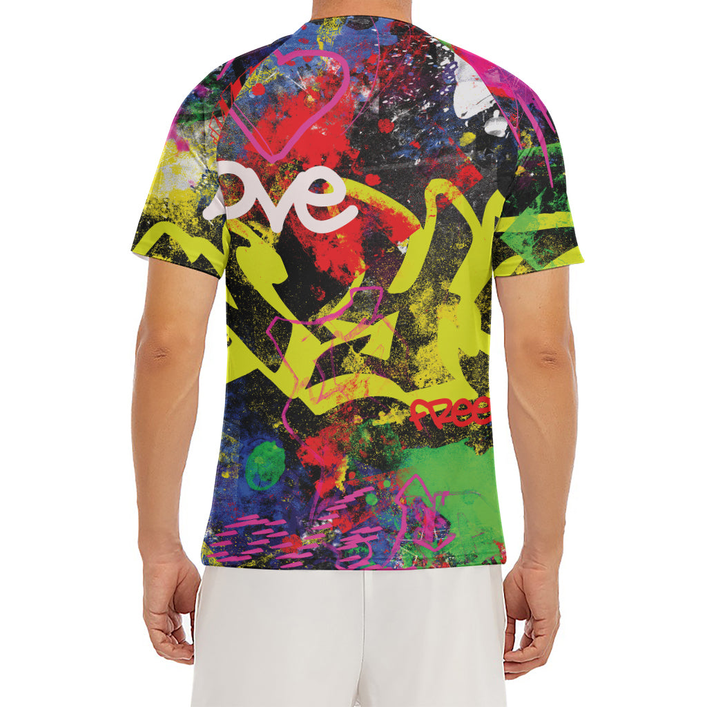 Love NYC Graffiti Print Men's Short Sleeve Rash Guard