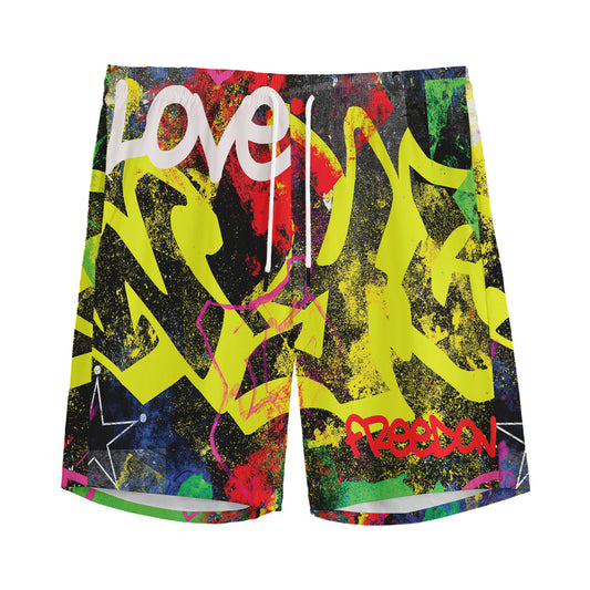 Love NYC Graffiti Print Men's Sports Shorts