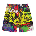 Love NYC Graffiti Print Men's Swim Trunks