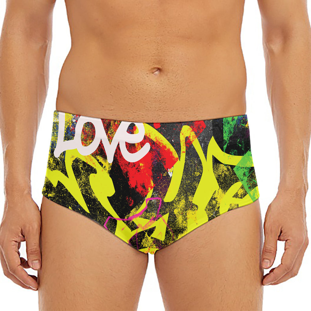 Love NYC Graffiti Print Men's Triangle Swim Briefs