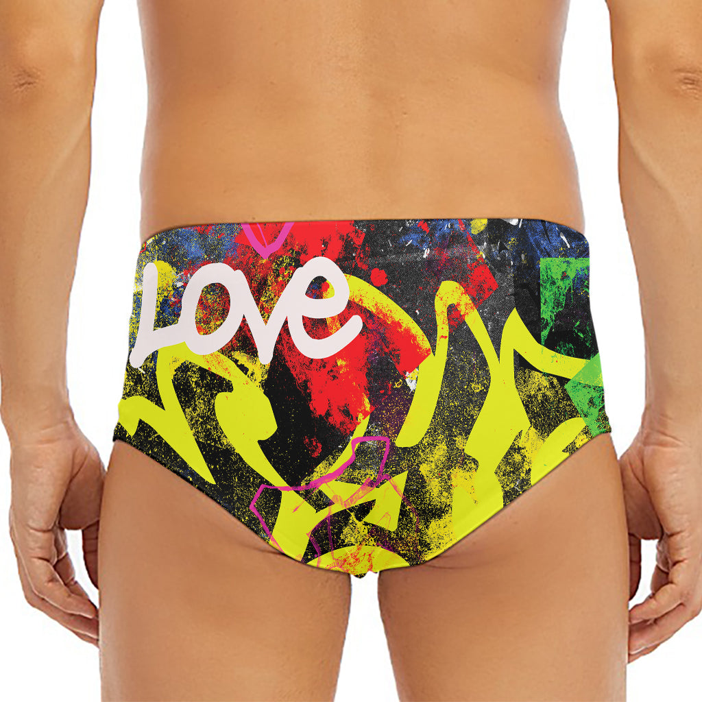 Love NYC Graffiti Print Men's Triangle Swim Briefs