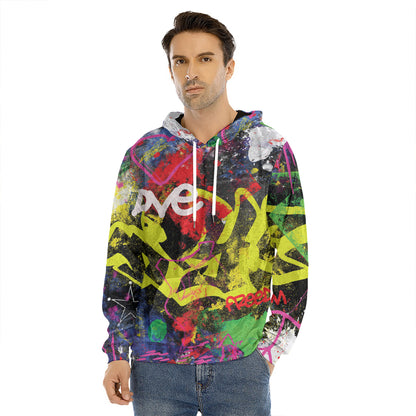 Love NYC Graffiti Print Men's Velvet Pullover Hoodie
