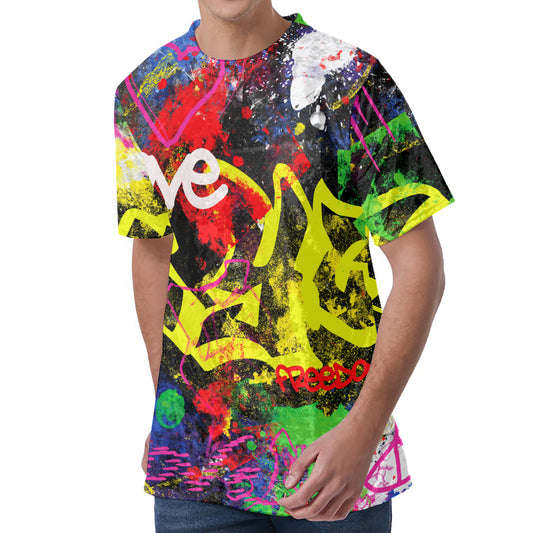 Love NYC Graffiti Print Men's Velvet T-Shirt