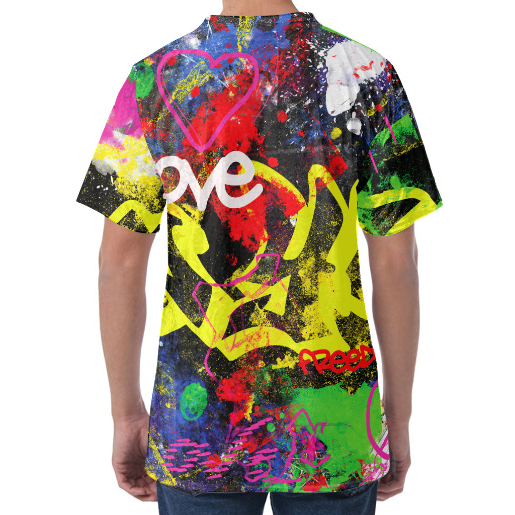 Love NYC Graffiti Print Men's Velvet T-Shirt