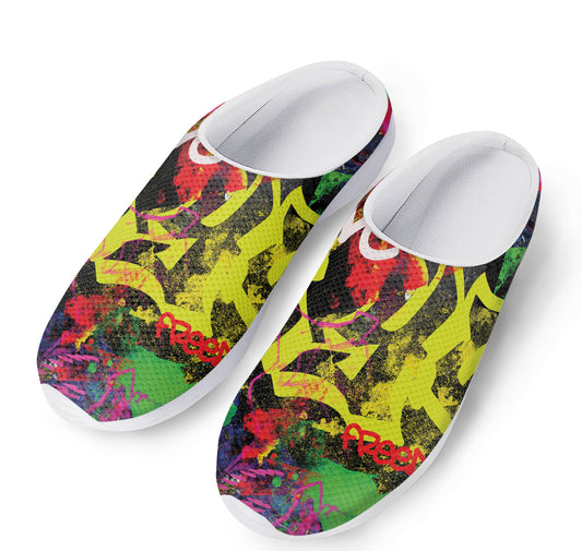 Love NYC Graffiti Print Mesh Casual Shoes