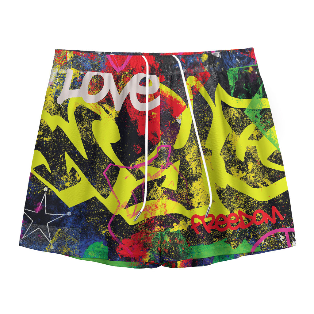 Love NYC Graffiti Print Mesh Shorts