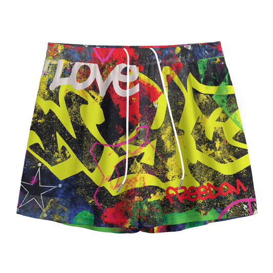 Love NYC Graffiti Print Mesh Shorts
