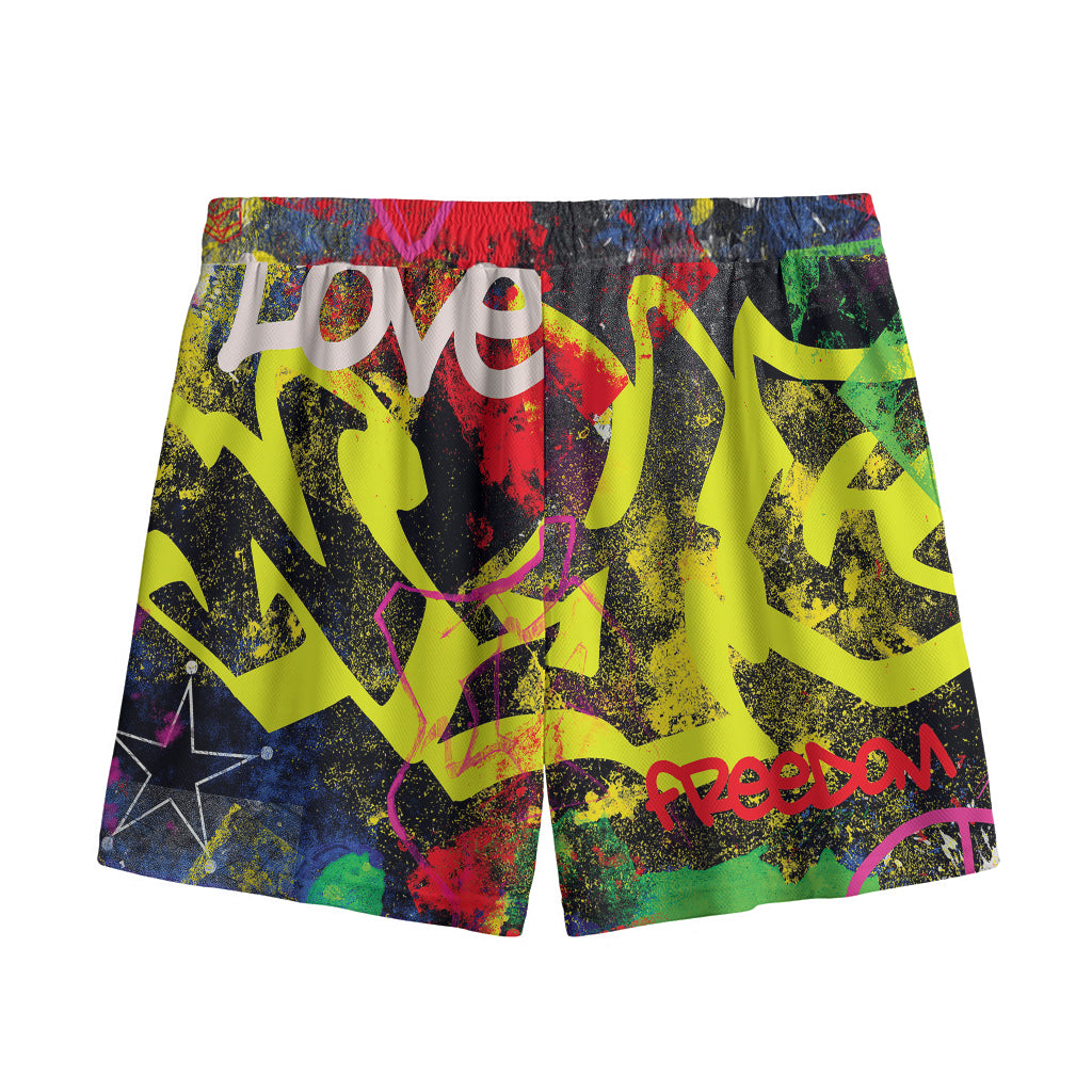 Love NYC Graffiti Print Mesh Shorts