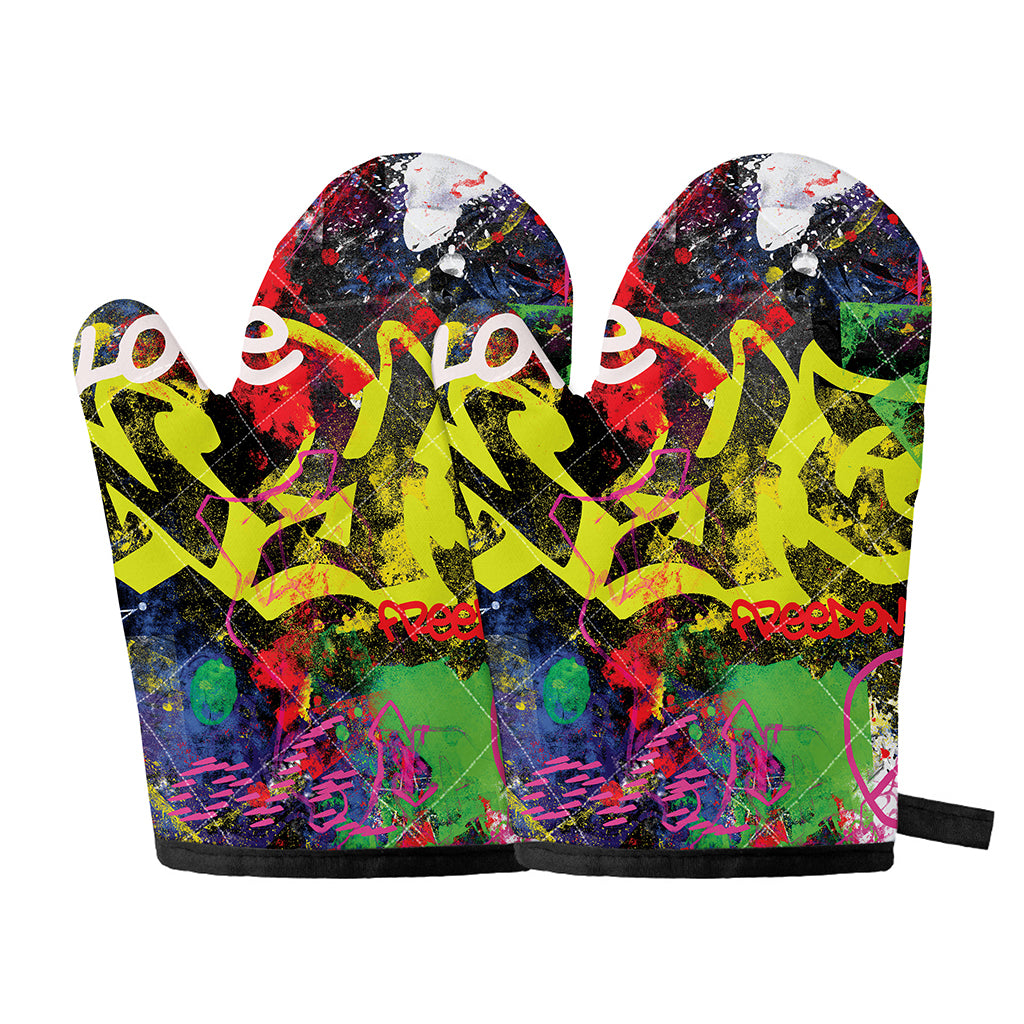 Love NYC Graffiti Print Oven Mitts