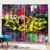 Love NYC Graffiti Print Pencil Pleat Curtains