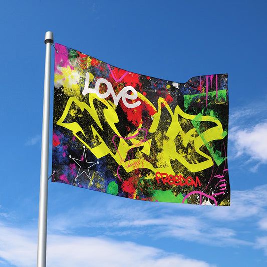 Love NYC Graffiti Print Polyester Flag