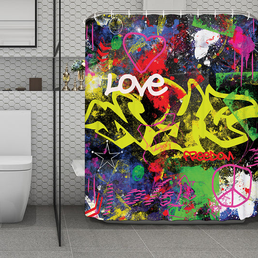 Love NYC Graffiti Print Polyester Shower Curtain