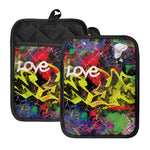 Love NYC Graffiti Print Pot Holders With Pocket