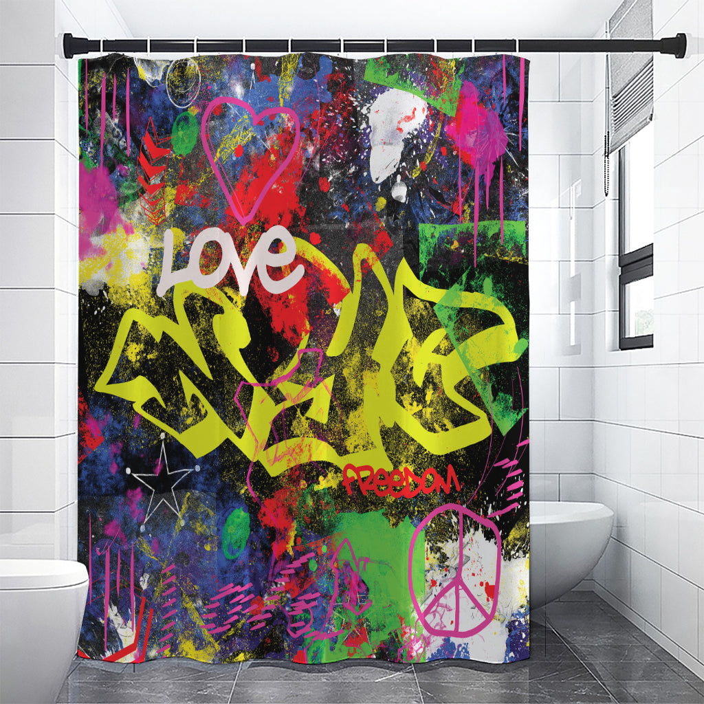 Love NYC Graffiti Print Premium Shower Curtain