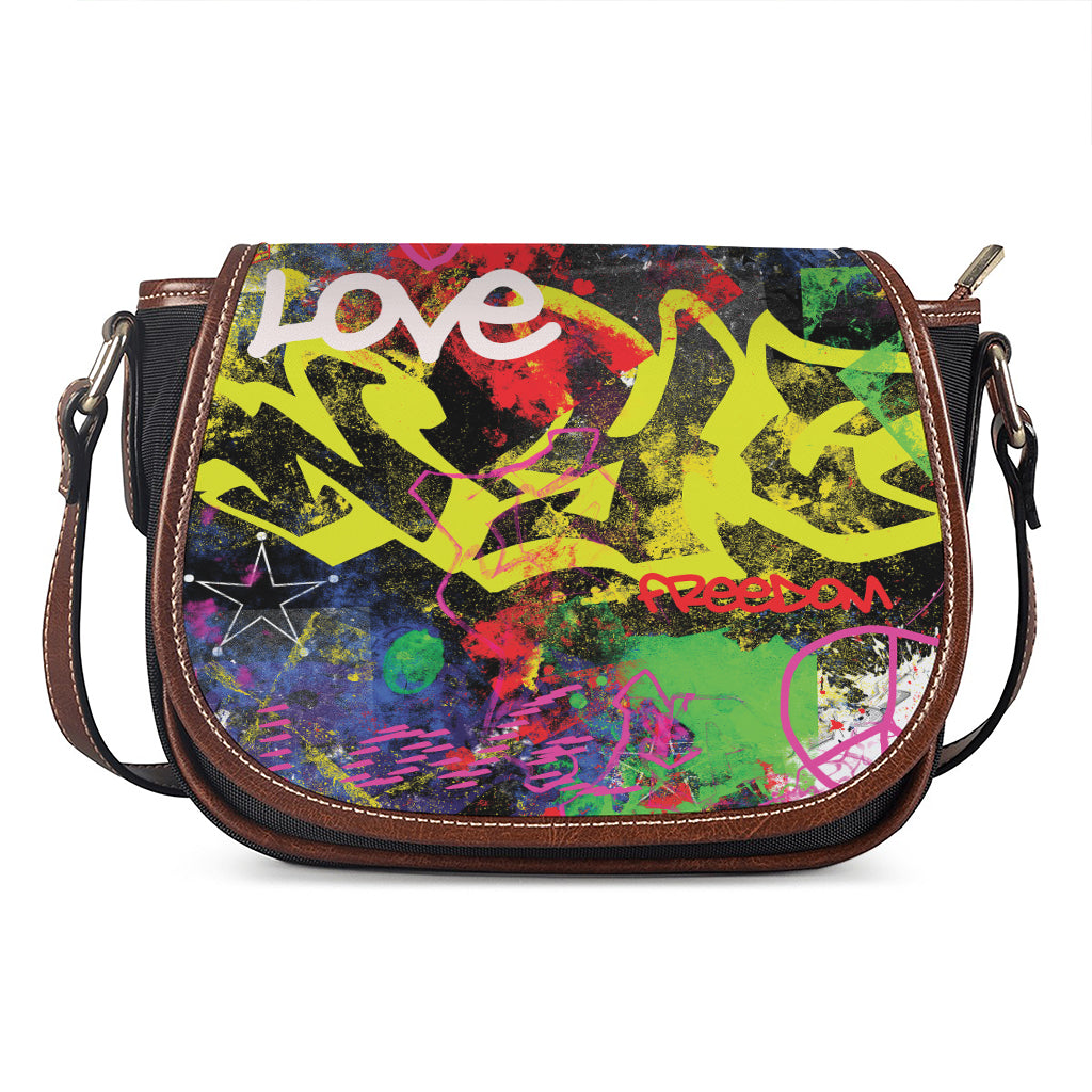 Love NYC Graffiti Print Saddle Bag