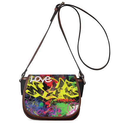 Love NYC Graffiti Print Saddle Bag