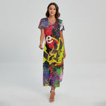 Love NYC Graffiti Print Short Sleeve Maxi Dress