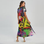 Love NYC Graffiti Print Short Sleeve Maxi Dress