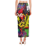 Love NYC Graffiti Print Side Slit Maxi Skirt