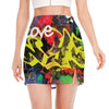 Love NYC Graffiti Print Side Slit Mini Skirt