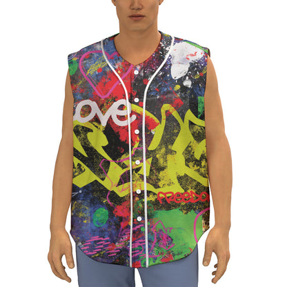 Love NYC Graffiti Print Sleeveless Baseball Jersey
