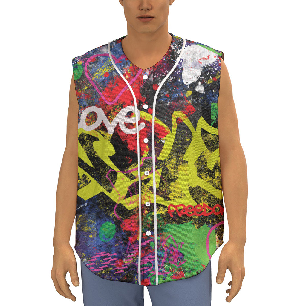 Love NYC Graffiti Print Sleeveless Baseball Jersey